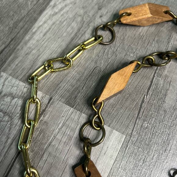 Vintage Wood Beads Chain Belt Boho 31”-41” - Picture 4 of 5